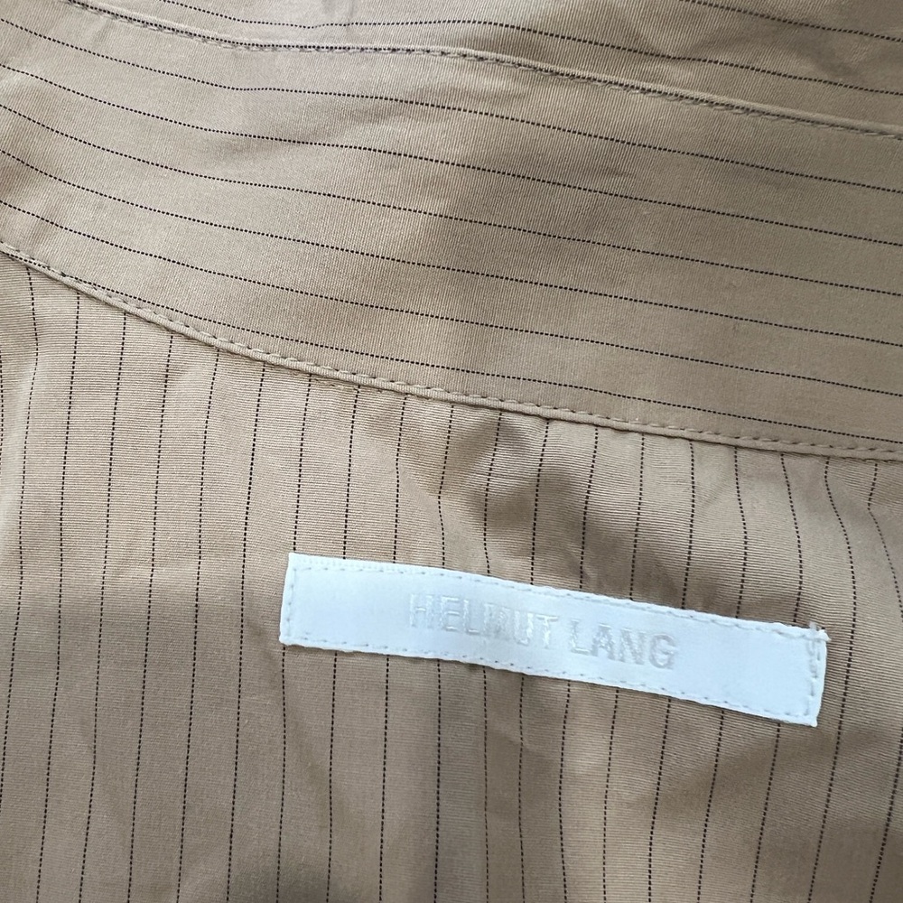 Helmut Lang Tan Pinstripe Shirt. New